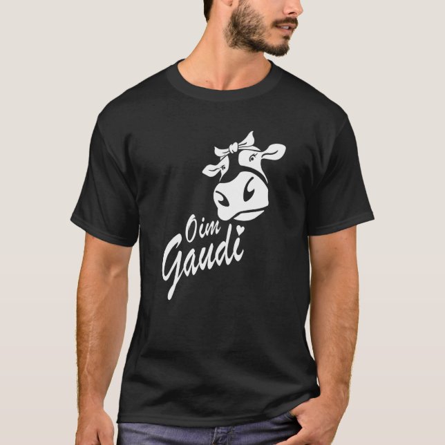 Oim Gaudi Cow Head Farm Alpine Hut Farmer Farmer F T Shirt (Framsida)