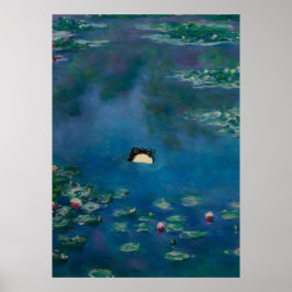 Oimponerad groda, Monet Waterlily Frog Skriv ut Poster