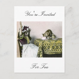 Oinbjuden gäst Bad Kattunge Vintage Tea Party Girl Inbjudan Vykort