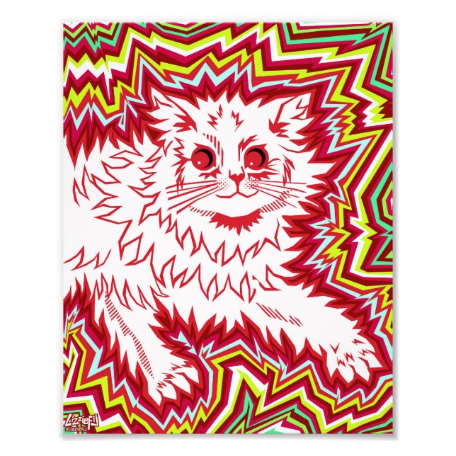 Oingo Boingo psychedelic cat print Fototryck (Framsidan)