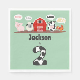 Oink Baa Moo 2:a Birthday Farm Animal Kids Pappersservett