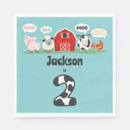 Oink Baa Moo 2:a Birthday Farm Animal Kids Pappersservett