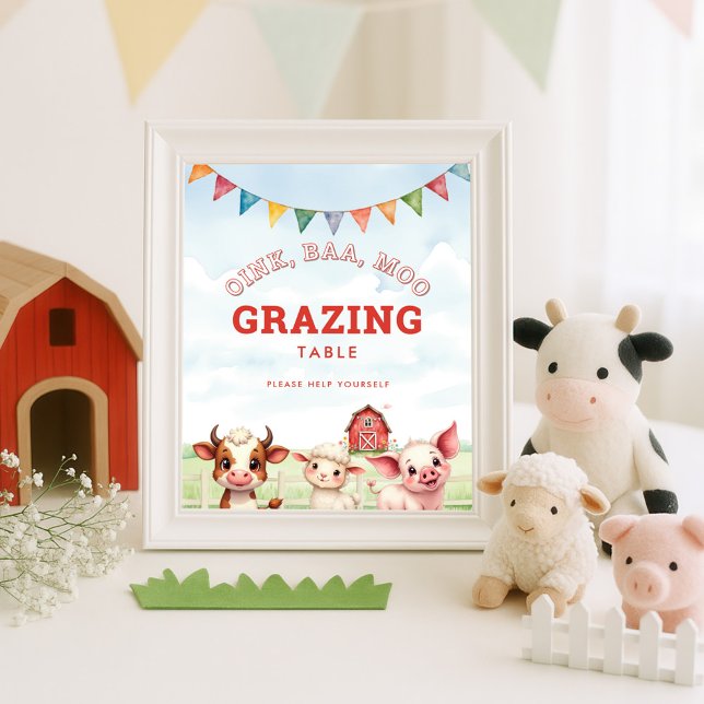 Oink Baa Moo Cute Boskap Food Bord Poster (Skapare uppladdad)