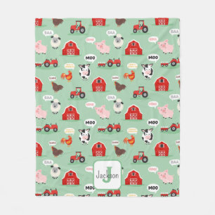 Oink Baa Moo Farm Animal Cute Kids Fleecefilt