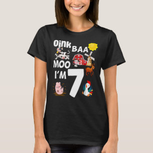 Oink Baa Moo I är 7 Farm Theme Birthday 7 Years T Shirt
