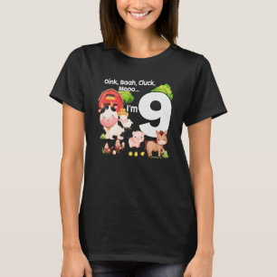 Oink Baa Moo I är 9 Farm Theme Birthday 9 Years T Shirt