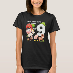 Oink Baa Moo I är 9 Farm Theme Birthday 9 Years T Shirt