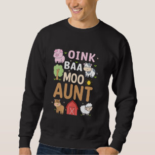 Oink Baa Moo Moster Barnyard Farm 2:a födelsedagsp Lång Ärmad Tröja