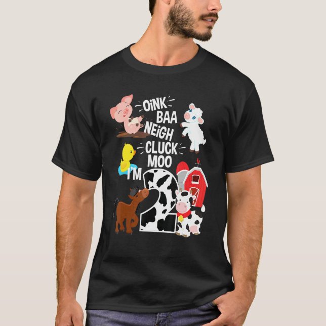 Oink Baa Neigh Cluck Moo I är 2 års gammalt Farm T T Shirt (Framsida)