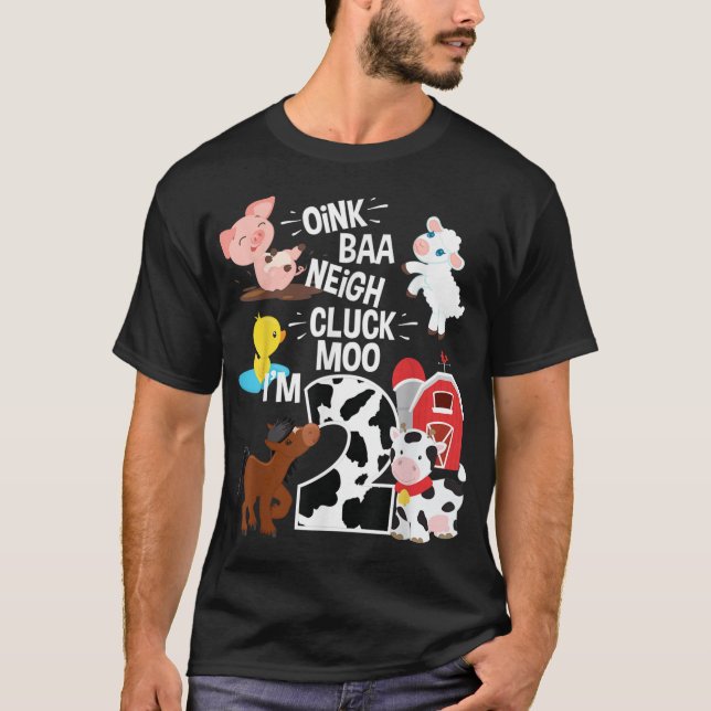 Oink Baa Neigh Cluck Moo Im 2 år gammal Far T Shirt (Framsida)