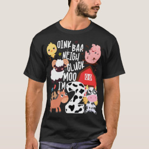 Oink Baa Neigh Cluck Moo Im Two Farmer Birthday Fa T Shirt