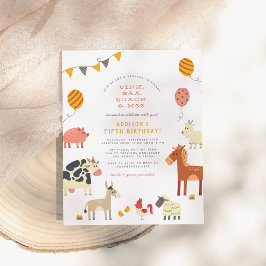 Oink Baa Quack Moo Boskap Födelsedagsfest Vykort