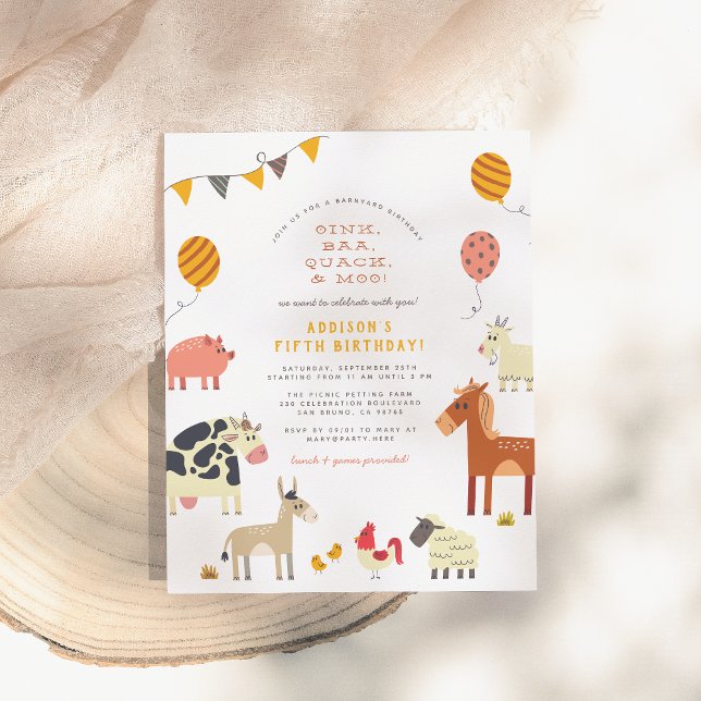 Oink Baa Quack Moo Boskap Födelsedagsfest Vykort (Skapare uppladdad)