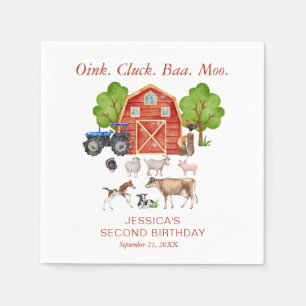 Oink Baa Quack Moo Cute Boskap Birthday Pappersservett