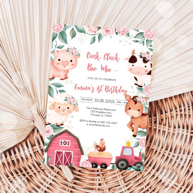 Oink Baa Quack Moo Farm Animals Birthday Inbjudningar (Skapare uppladdad)