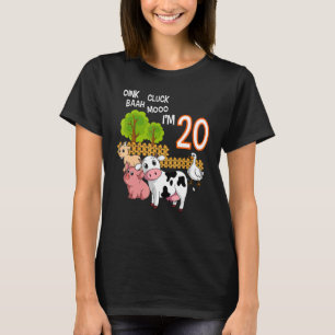 Oink Cluck Baah Mooo I'm 20 Farm Animal 20 Birth T Shirt