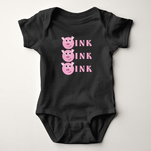 OINK! Cute Little Rosa Tecknad Gris Girls Piggy T Shirt (Framsida)