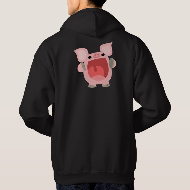 "OINK!!!" Cute Tecknad Gris Hoodie (Baksida)