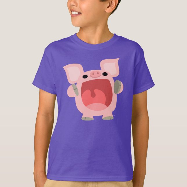 "OINK!!!" Cute Tecknad Gris Kids T-shirt (Framsida)