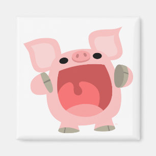 "OINK!!!" Cute Tecknad Gris Magnet