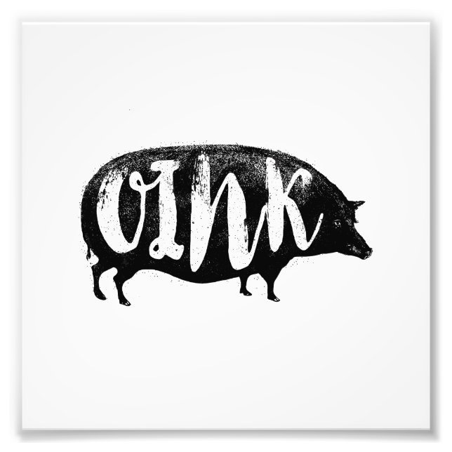OINK Funny Vintage Gris Fototryck (Framsidan)