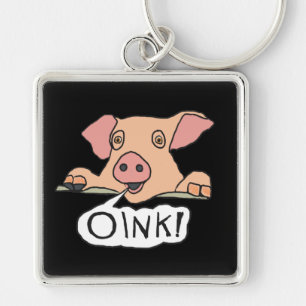 Oink Gris Fyrkantig Silverfärgad Nyckelring