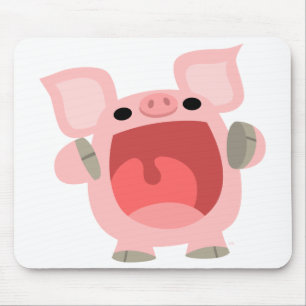 "OINK!!!", Gullig tecknadgris Mousepad Musmatta