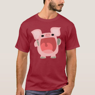 "OINK!!!", Gullig tecknadgrisT-tröja Tee Shirt