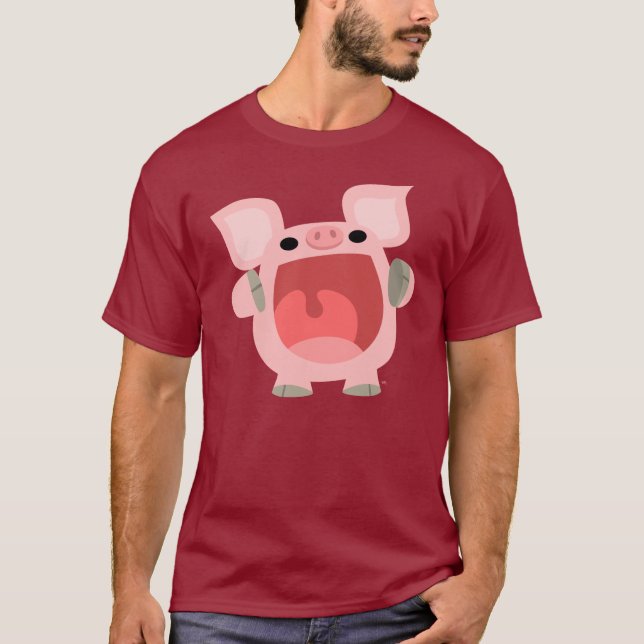 "OINK!!!", Gullig tecknadgrisT-tröja Tee Shirt (Framsida)