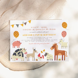 Oink Moo Cock-a-doodle-doo Boskap Birthday Inbjudningar