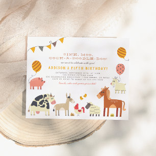 Oink Moo Cock-a-doodle-doo Roligt Farm Födelsedags Vykort