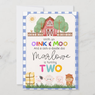 Oink & Moo Cute Farm, andra födelsedagsinbjudan Inbjudningar