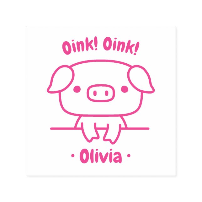 Oink Oink, Cute Little Pig, Girls Namn Självfärgande Stämpel (Design)
