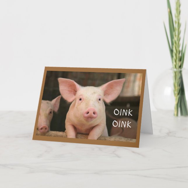 OINK OINK= GRATTIS PÅ FÖDELSEDAGEN PÅ GRIS-SPRÅKKO KORT (Framsida)