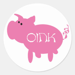 Oink Rosa Gris Runt Klistermärke