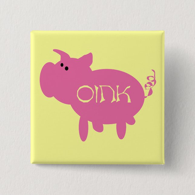 Oink rosa grisTshirts och gåvor Knapp (Framsida)