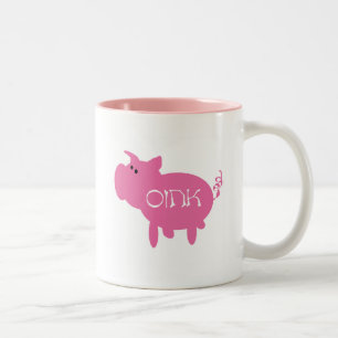 Oink rosa grisTshirts och gåvor Två-Tonad Mugg
