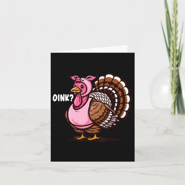 Oink Turkey Thanksgiving FUNny In Gris Disguise Ha Kort (Framsida)