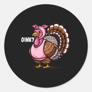 Oink Turkey Thanksgiving FUNny In Gris Disguise Ha Runt Klistermärke