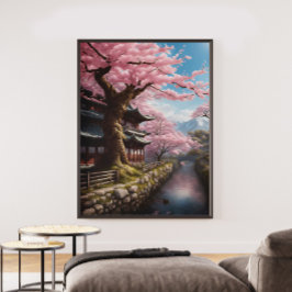 Oinramad Blommar för körsbär Poster