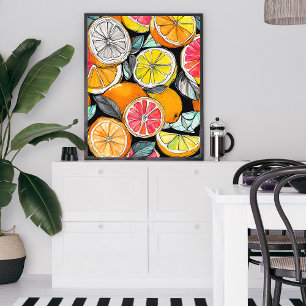 Oinramad färglös citrusfrukt poster