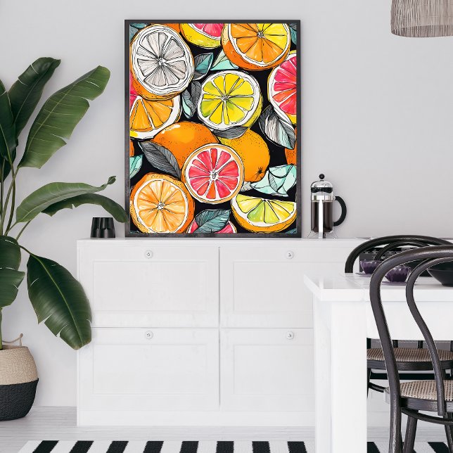 Oinramad färglös citrusfrukt poster (Add a splash of color to any room with this vibrant piece or modern art!)