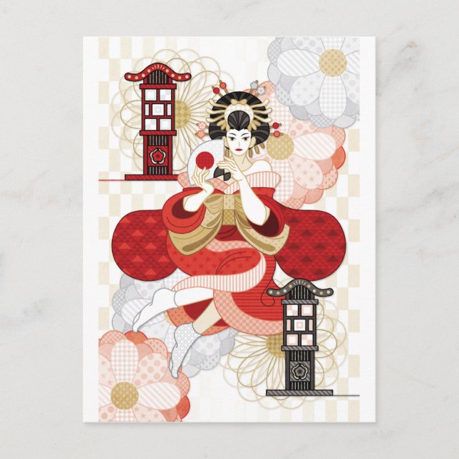 Oiran och Andon Vykort (Framsida)