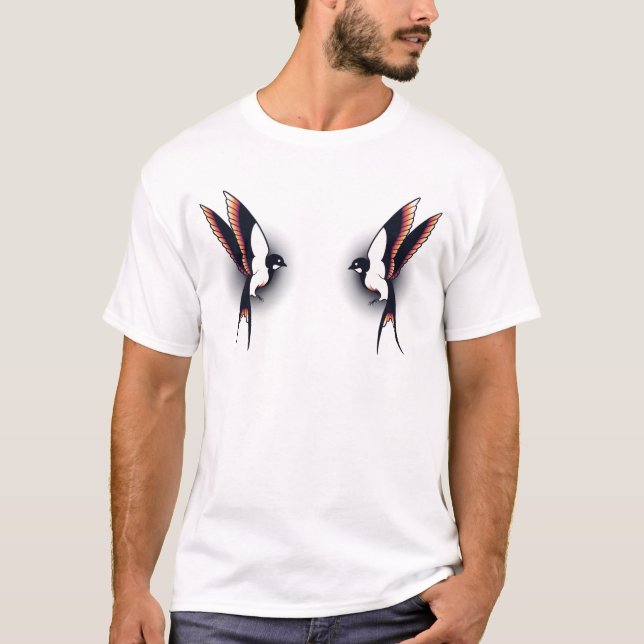 Oiseaux style traditionnel old-school tattoo t shirt (Framsida)