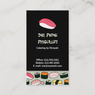 Oishii Sushi Roligt Illustrations Mönster (Grått Visitkort