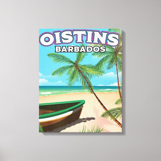 Oistins Barbados vintage strandaffisch Canvastryck (Framsida)