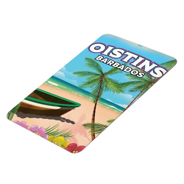 Oistins Barbados vintage strandaffisch Magnet (Vänstra Sidan)