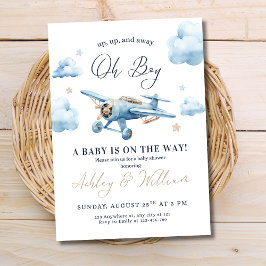 Oj äkta! Äventyr väntar Flygplanspojke Baby Shower Inbjudningar
