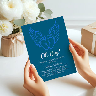Oj! Änglavinge Baby Shower för Pojkar Inbjudningar