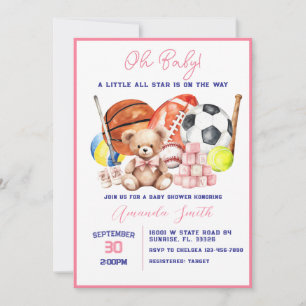 Oj, baby ALL STAR SPORT Baby Shower-inbjudan Inbjudningar